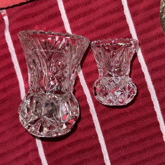 VINTAGE lead glass crystal two different size vases excellent condition - Picture 4 of 5
